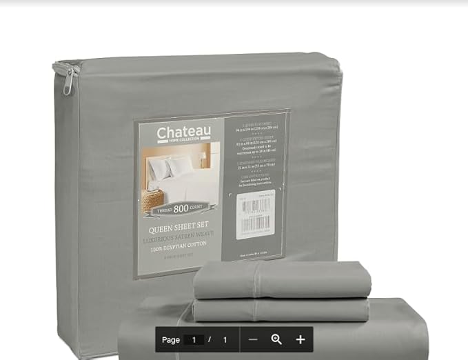 100% Cotton Sheets California King Size Sheets Set, CalKing Sheet Set, 800 Thread Count Sateen Weave Luxury Hotel Sheets, Naturally Cool Long Staple Egyptian Cotton, No Pilling & Shrink - Silver