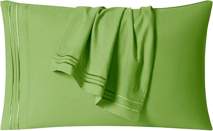 Clara Clark Bed Sheets, Premier 1800 Series 4 Piece Bed Sheet Set, Deep Pocket, Wrinkle, Fade, Stain Resistant, Luxury Soft Bedding Sheets & Pillowcases, Twin, Garden Green