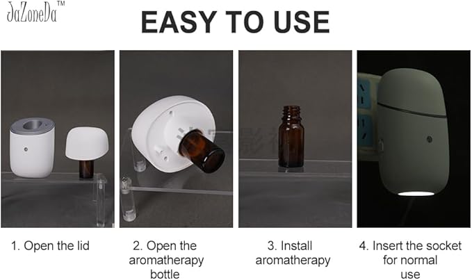 Plug-in Waterless Diffuser for Essential Oil, Silent Wall Aromatherapy Diffuser for Home and Bedroom, 322 sq ft, 0.34 oz Bottle, 12-Hour Timer
