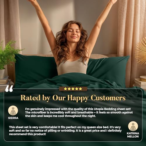 Utopia Bedding Twin XL Sheet Set – 3 Piece Bed Sheets for Twin XL Size Bed, Soft and Breathable Microfiber, Includes 1 Fitted Sheet, 1 Flat Sheet and 1 Pillowcase – Oeko Tex (Emerald)