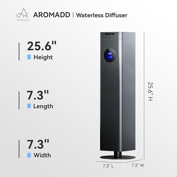 Aromadd 1500ml Scent Air Machine for Home, 4000 sq. ft Coverage Waterless Diffuser Essential Oil Diffuser Hotel Scent Diffuser Cold Air Nebulizer for Large Room Hotel Office (Titanium Gray)