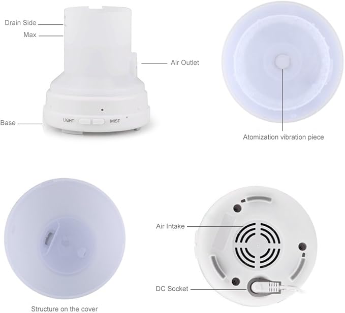 EcoGecko 4 Diffuser Units, Aromatherapy Essential Oil Diffuser, Aroma Oil Diffuser with Color Changing LED Lights