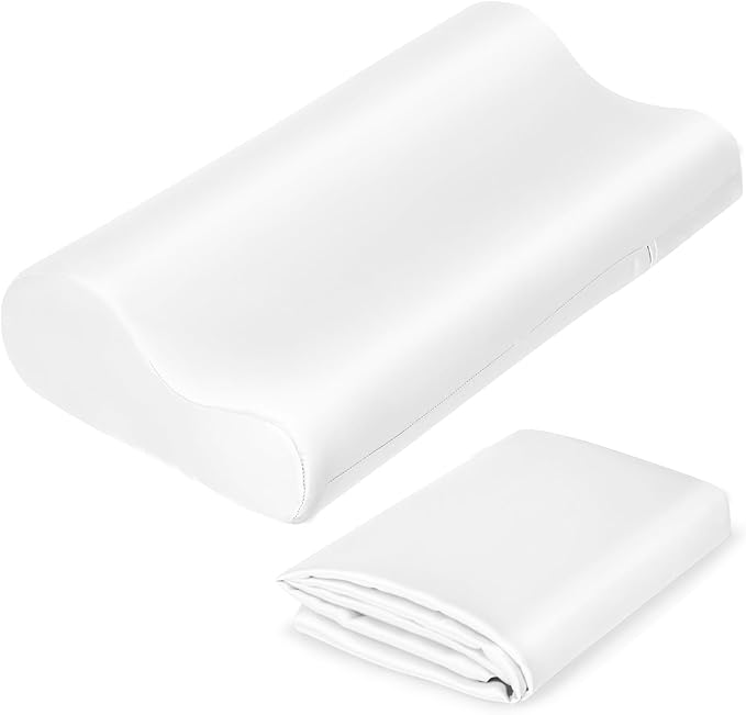 Satin Pillowcase for Contour Memory Foam Pillows, 24" x 14" x 5.1"/3.5" Cervical Pillow Case, Soft Pillow Cover for Sleeping Pillows (White)