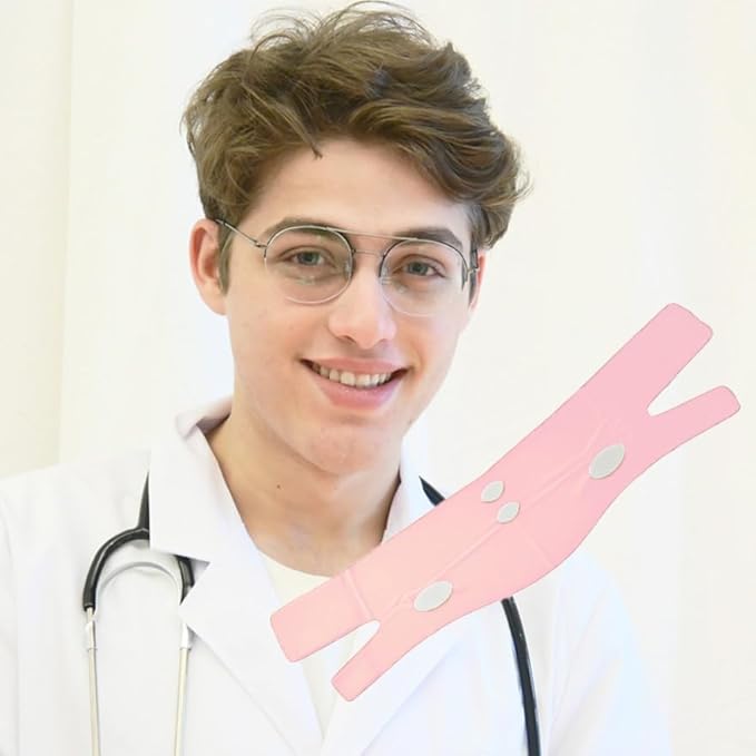 V Line Lifting Mask Chin Strap for Sleeping, Face Lifting Strap, Chin Strap, V Line Mask, Jawline Shaper, Jaw Strap, Double Chin Reducer, Face Lift Tape & Snoring Solution (Pink~)