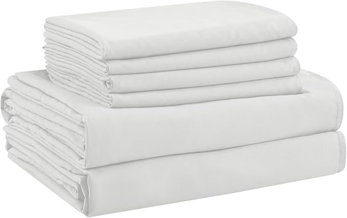 Queen Sheet Set - 6 Piece Sheets Queen Size Bed Set - Breathable & Cooling Hotel Luxury Bedding Set - Soft & Comfy Fully Elasticized 16" Deep Pocket Queen Sheets (Queen White)