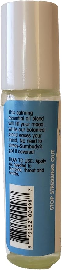 Sumbody Stress Relief Oil Roller Stress Zapper - Relaxing Roll On Essential Oils for Self Care Gifts, Therapeutic Grade Essential Oils, Calming Aromatherapy Products for Men & Women, Made in USA