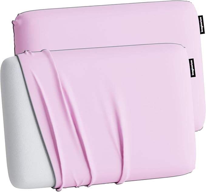 Imaginarium 2 Pack Memory Foam Pillows for Bed - 16" x 24" Standard/Queen – Fun Decorative Colorful Pillow for Sleeping – Back, Stomach & Side Sleepers – 2 Cooling Covers – (Pale Pink)