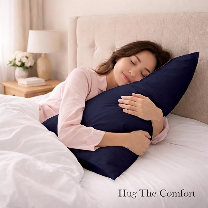 400 Thread Count 100% Egyptian Cotton Queen Size Pillowcases Set of 4, Soft & Breathable Sateen Weave, Envelope Closure, Hotel Luxury Bed Linen, Durable & Fade Resistant, 20"x30", Navy Blue