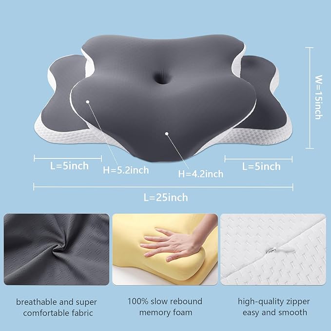 Ergo Pillow for Sleep Apnea, Neck Pain, and Snoring Relief | Cervical Neck Pillow for Side Sleepers | Orthopedic Memory Foam with Ergonomic Support