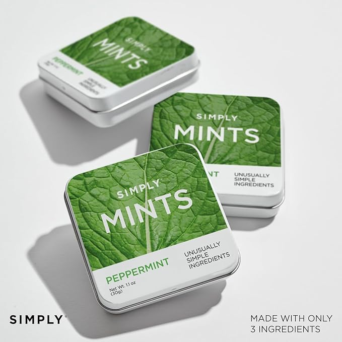 SIMPLY MINTS Lemon & Peppermint Natural Breath Mint Variety Pack, 6 Pack (180 Pieces), Made with Real Peppermint Oil | Aspartame-Free, Sorbitol-Free, Xylitol-Free, Vegan, Kosher, Non-GMO
