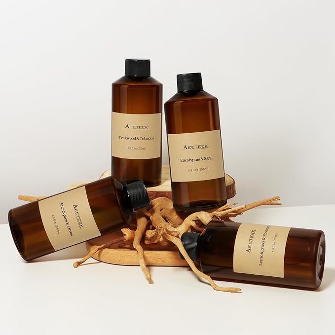 Reed Diffuser, Sage & Eucalyptus Essential Oil Refill with Diffuser Sticks, 6.8 Fl Oz (200ml) Scented Diffusers, Long-Lasting Fragrance for Home Decor