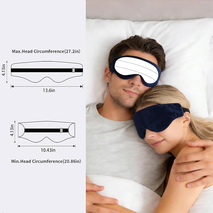 Lyocell Weighted Sleep Eye Mask for Women Men, 7oz or 5.3oz, Removable Washable Weighted Bag, Light Blocking Eye Cover,Soft Eye Shade for Travel Essentials, Office Naps, Gift,Dark Blue