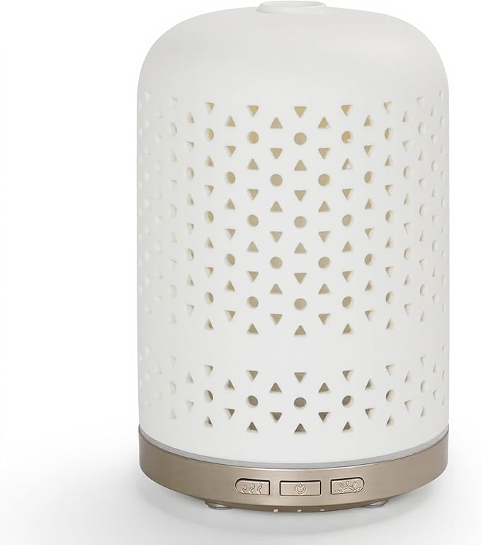 Essential Oil Diffuser - 2.4MHz Ultrasonic Ceramic Diffuser with Pulse/Continuous Mist & Night Light, Waterless Auto-Off, Silent Aromatherapy Diffuser for Home, Office, Yoga, Spa, Gifts & Home Decor.