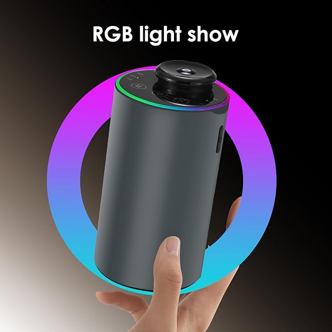Waterless Essential Oil Diffuser with 8 Color LED Night Light, 3 Mist Levels & Timers, Portable Rechargeable Aromatherapy Diffuser for Home Car Room Studio Office, Metal (Grey)
