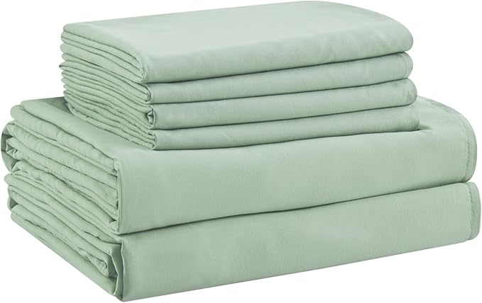 Queen Sheet Set - 6 Piece Sheets Queen Size Bed Set - Breathable & Cooling Hotel Luxury Bedding Set - Soft & Comfy Fully Elasticized 16" Deep Pocket Queen Sheets (Queen Sage Green)
