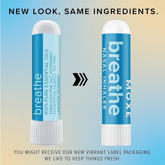 MOXE Breathe | Himalayan Salt Inhaler | Help Clear Congestion, Boost Focus and Improve Breathing | Natural Aromatherapy | Peppermint, Lavender and Tee Tree Essential Oil (3 Pack)…