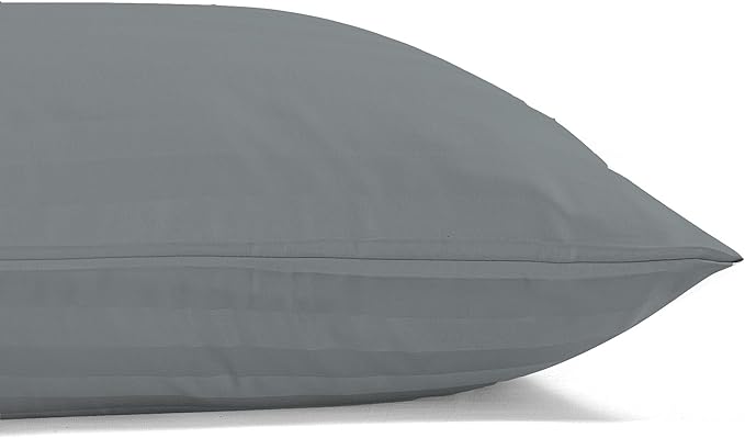 ROYALE LINENS 1500 Thread Count Sateen Dobby Stripe Poly/Cotton Sheet Set - 6 Piece King Bed Sheets - 1 Fitted, 1 Flat, 4 Pillow Cases -Soft Cool & Crisp Sheet Set (King, Monument)