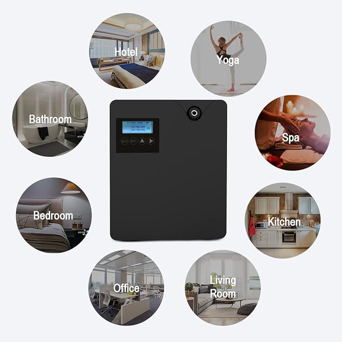 Smart Scent Air Machine for Home, Bluetooth & WiFi Hotel Scent Diffuser with Cold Air Tech, 300ML Waterless Essential Oil HVAC Scent Diffuser for Large Room, Office, Spa(Black)