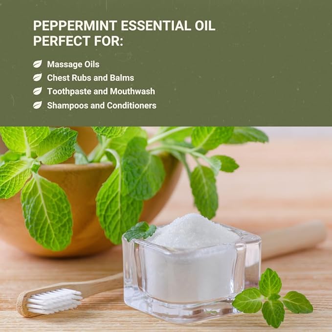 Peppermint Essential Oil - Direct from Norex Flavours India - Steam Distilled - Aceite Esencial de Menta for Aromatherapy, Massage, Diffuser, DIY Candle and Soap Making - 2lbs
