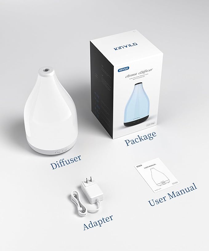 Essential Oil Diffuser for Large Room, Modern Stylish Aroma Diffusers Home Decoration, 12 Hours Cool Mist Ultrasonic Humidifier, Colorful Ambient Light & 1-3-6H Timer Off, White