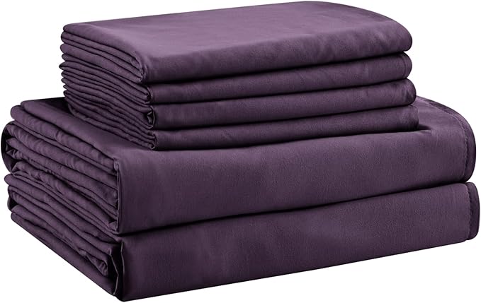 Queen Sheet Set - 6 Piece Sheets Queen Size Bed Set - Breathable & Cooling Hotel Luxury Bedding Set - Soft & Comfy Fully Elasticized 16" Deep Pocket Queen Sheets (Queen Purple)
