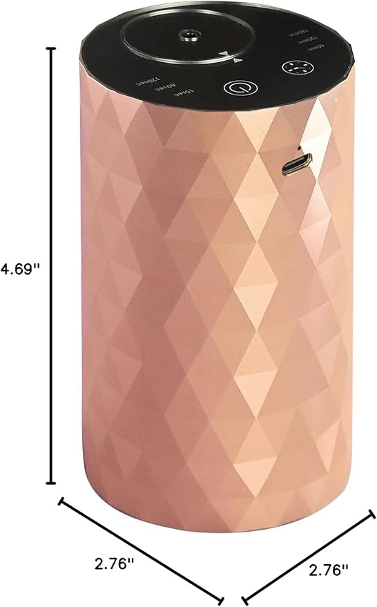 Waterless Essential Oil Diffuser - Rose Gold Portable Aromatherapy Scent Machine with 3 Mist Modes & Timer