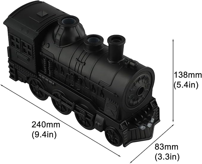 300ml Steam Train Essential Oil Diffuser Cool Mist Humidifier with Retro Design Ultra-Quiet Operation Dual Ambient Light Modes Auto Shut-Off for Bedroom or Office(Black)