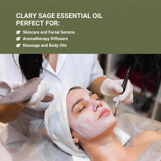 Clary Sage Essential Oil - Direct from France - Steam Distilled - Aceite de Salvia Esclarea for Aromatherapy, Massage, Diffuser, DIY Candle and Soap Making - 8oz