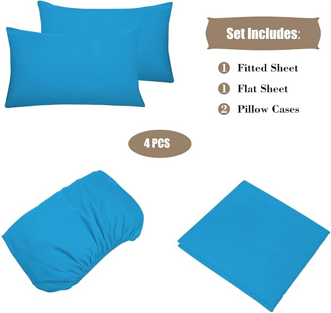 Best Season 4 Piece Bed Sheet Set (Full,Dark Teal 1 Flat Sheet,1 Fitted Sheet and 2 Pillow Cases,100% Brushed Microfiber 1800 Luxury Bedding,Deep Pockets,Extra Soft & Fade Resistant