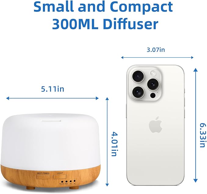 SPLITSKY Aromatherapy Essential Oil Home Diffuser with Remote Control, 300ML Large Room Cool Mist Air Humidifier, 8 Hours Quiet Operation, Timer, 7 Colors LED Night Night,Suitable Home,Yoga.