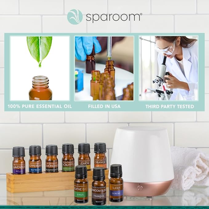 SpaRoom Aromatherapy 100% Pure Undiluted Essential Oil, Rejuvenate Lemongrass, 10 mL