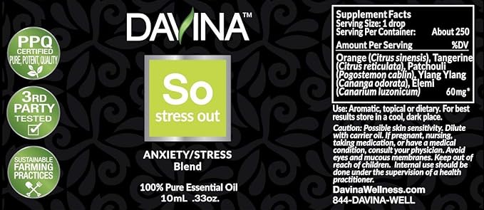 Stress Out Peace & Calming Essential Oil Blend 10ml by Davina