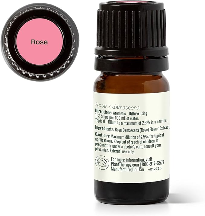 Plant Therapy Rose Absolute Essential Oil, 5 mL (1/6 oz), 100% Pure, Undiluted, Calming & Emotionally Grounding, Great Essential Oil for Skincare