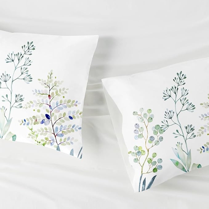 YIYEA King Size Pillow Cases Set of 2, Ultra Soft Double Brushed Microfiber Pillowcases King, Floral Bed Pillow Covers, Fade Resistant, Easy Slip-On (20"x36")