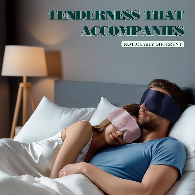 Joyhabit Silk Sleep mask | 100% Mulberry for Women Men Ultra Soft Blackout Eye Cover with Adjustable Band, Breathable No Eye Pressure, Ideal for Sleep, Travel, Naps & Meditation, Navy Blue