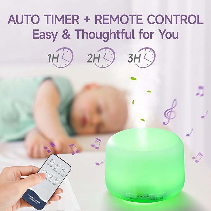 Diffusers for Essential Oils Large Room 500ML+8 Colors Aromatherapy Diffuser with Remote,3 in 1 Ultrasonic Diffuser,Timer and Auto-Off Safety Diffuser,Best Diffusers for Home
