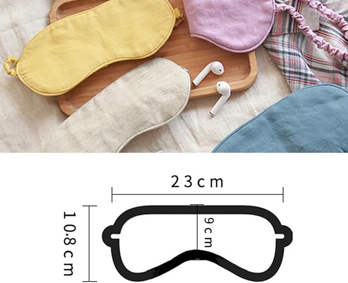 100% Pure Linen Sleep Mask Blackout Eye Mask for Sleeping, Eye Cover with Adjustable Strap - Organic Cotton Core Linen Eyes Mask Breathable for Travel - Gift for Women Men (deciduous Yellow)
