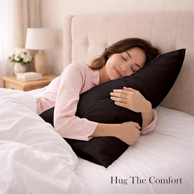 400 Thread Count 100% Egyptian Cotton Queen Size Pillowcases Set of 4, Soft & Breathable Sateen Weave, Envelope Closure, Hotel Luxury Bed Linen, Durable & Fade Resistant, 20"x30", Black