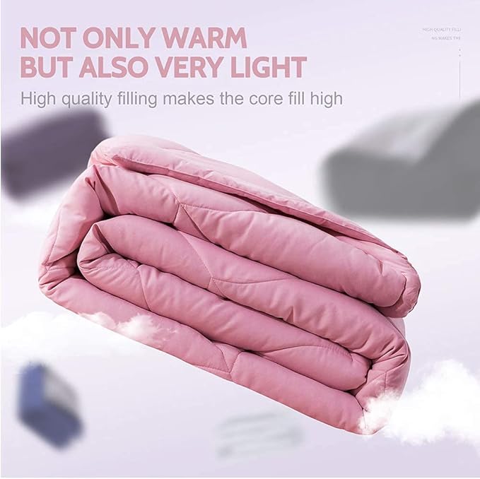 Decroom Lightweight Twin Comforter Set with 1 Pillow Sham - 2 Pieces Set - Quilted Down Alternative Comforter/Duvet Insert for All Season - Pink - Twin/Twin XL Size