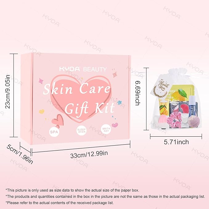 KYDA 66PCS SPA Party Supplies for Women, Include Face Masks, Hand Cream, Lip Balm, Under Eye Patches, Lip Mask, Foot Bath Bomb, Hair Tie and Hair Band, Spa Birthday Sleepover Party Supplies for Girls