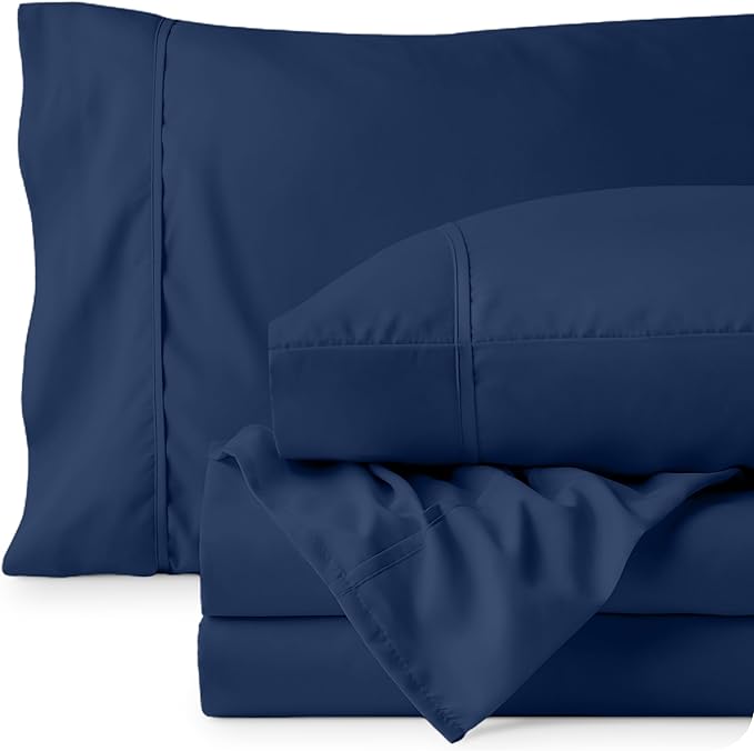 Bare Home King Sheet Set - 1800 Ultra-Soft Microfiber King Bed Sheets - Double Brushed - Deep Pockets - Easy Fit - 4 Piece Set - Bedding Sheets & Pillowcases (King, Dark Blue)