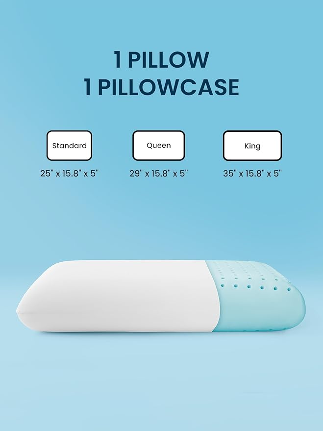 SLEEP ZONE Cooling Memory Foam Pillow - Odorless, Breathable, Skin-Friendly with Superior Support for Back, Stomach or Side Sleepers, Home, Hotel, Hospital Essentials (White, Standard, 2 Pack)