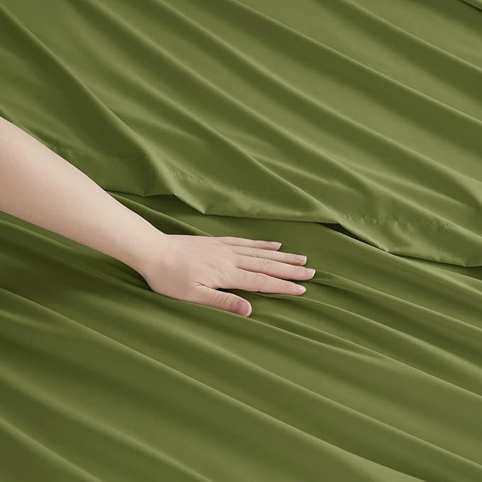 Clara Clark King Sheets, 6 Piece Set - Hotel Luxury Sheets for King Size Bed, Super Soft Bedding Set, King Size, Calla Green