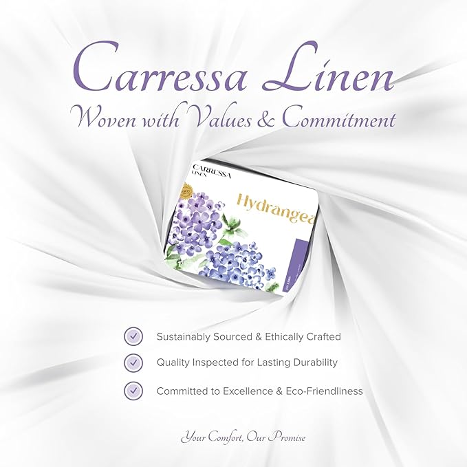 Carressa Linen California King Egyptian Cotton Sheet Sets - 600 Series Hydrangeas Printed Cal King Cotton Sheet Set (4 PC, Floral Blue),16" Deep Pocket Sateen Weave Luxury Hotel Bed Sheets