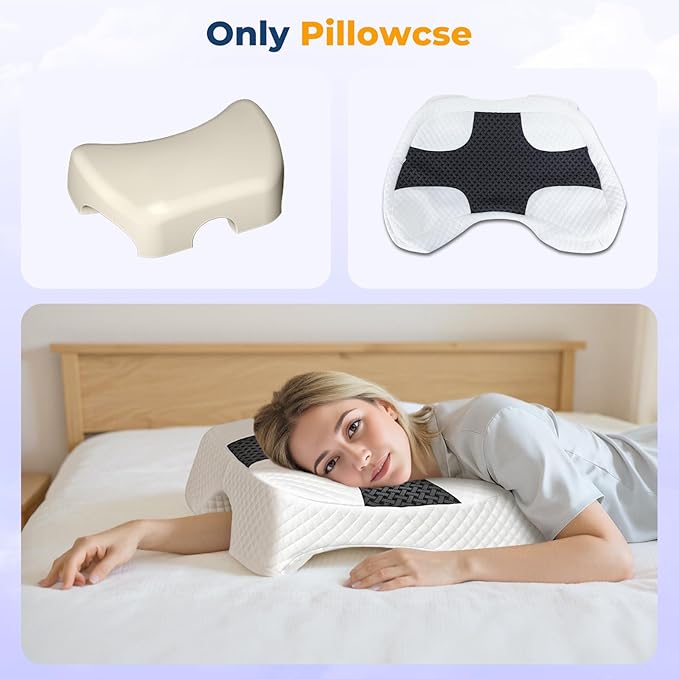 Pillowcase for 6 inch Height Side Sleeper Pillow with Arm Hole, Breathable Skin-Friendly Fabric, Machine Washable, Pillow Core Not Included