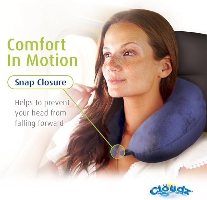 Cloudz Dual Comfort Microbead Airplane Travel Neck Pillow. Soft Cozy Plush Fabric on One Side, Cool Relaxing Spandex on The Other! Customize Your Comfort and Support at Home or On The Go! Bright Pink