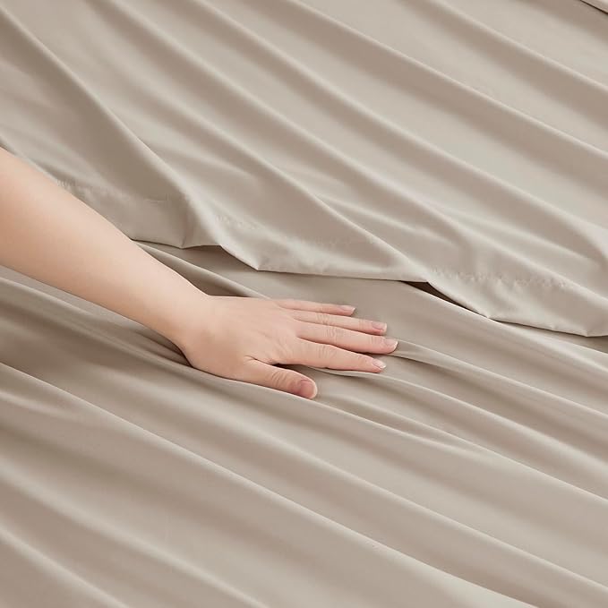 Clara Clark Bed Sheets, Premier 1800 Series Bed Sheet Set, Deep Pocket, Wrinkle, Fade, Stain Resistant, Luxury Soft Bedding Sheets & Pillowcases, Split King, Linen