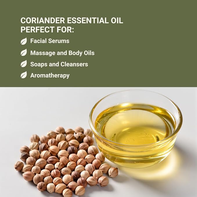 Coriander Essential Oil - Direct from Bulgarian Balkan Mountains - Steam Distilled - Aceite Cilantro for Aromatherapy, Massage, Diffuser, DIY Candle and Soap Making - 2lbs