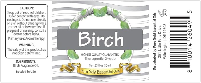 Pure Gold Essential Oils - Birch Essential Oil - 0.33 Fluid Ounces