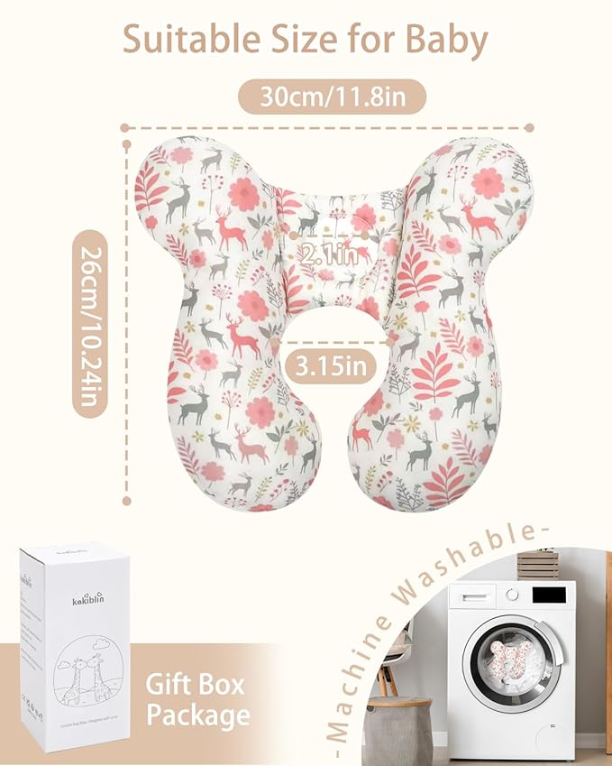 KAKIBLIN Baby Travel Pillow, Baby Neck Pillow for Car Seat, U-Shaped Head and Neck Support for Stroller Pushchair, Soft Cooling Breathable Infant Head Pillow for Newborn Toddler